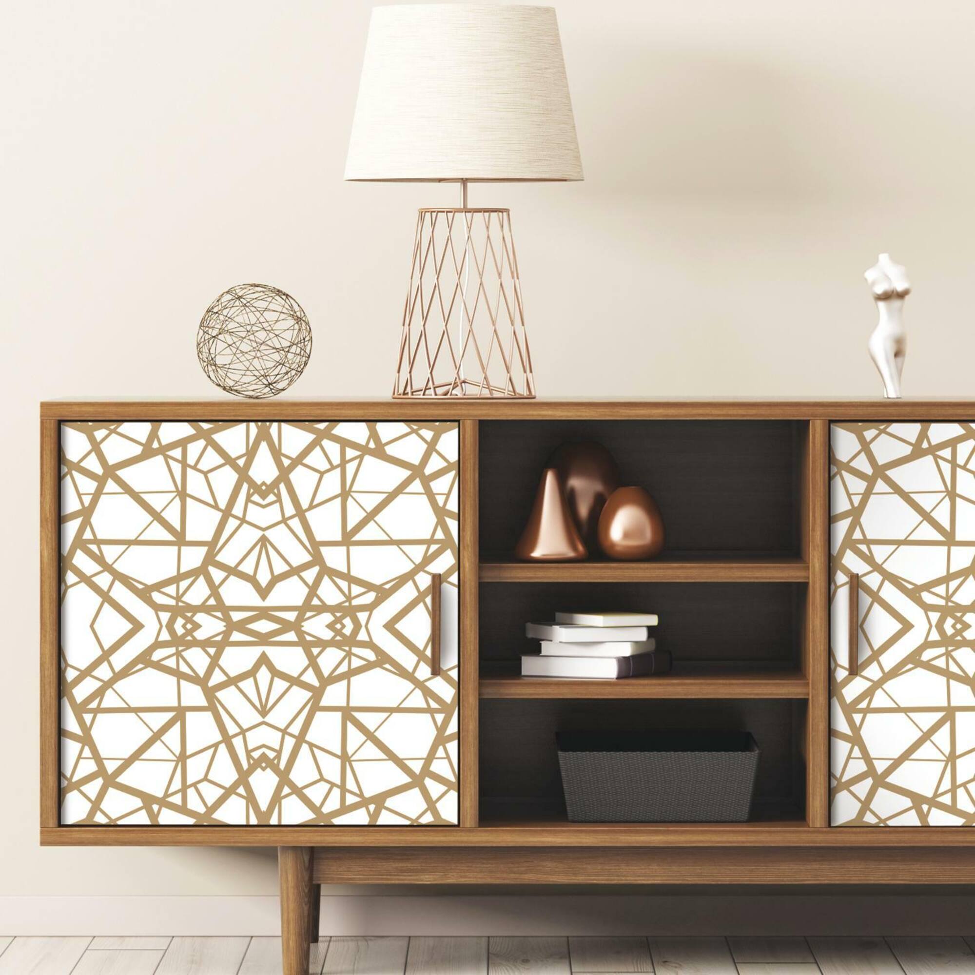 RoomMates White & Gold Shatter Geometric Peel & Stick Wallpaper